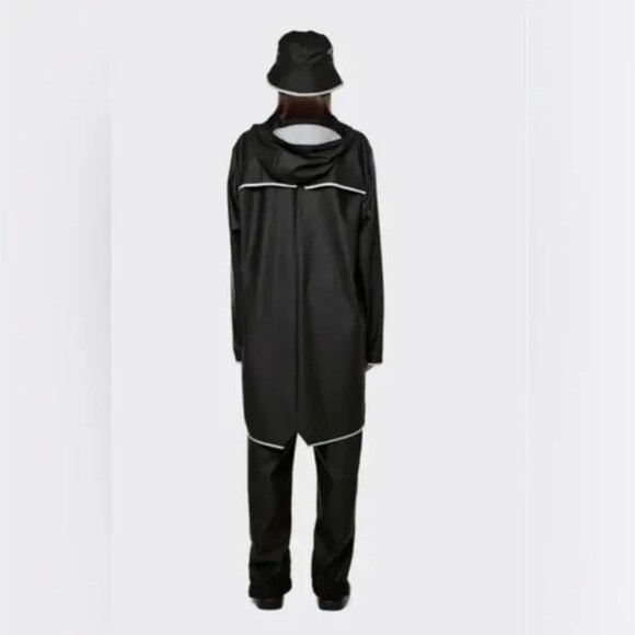Rains Long Reflective Raincoat Jacket in Black Reflective with Hood Unisex Large - Picture 5 of 10